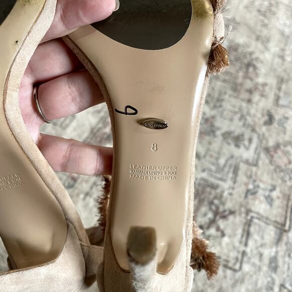 Tony Bianco REVOLVE Kimi Heel Blush Pink Kid Suede Fringe Women's Size 8 GUC - Picture 10 of 13